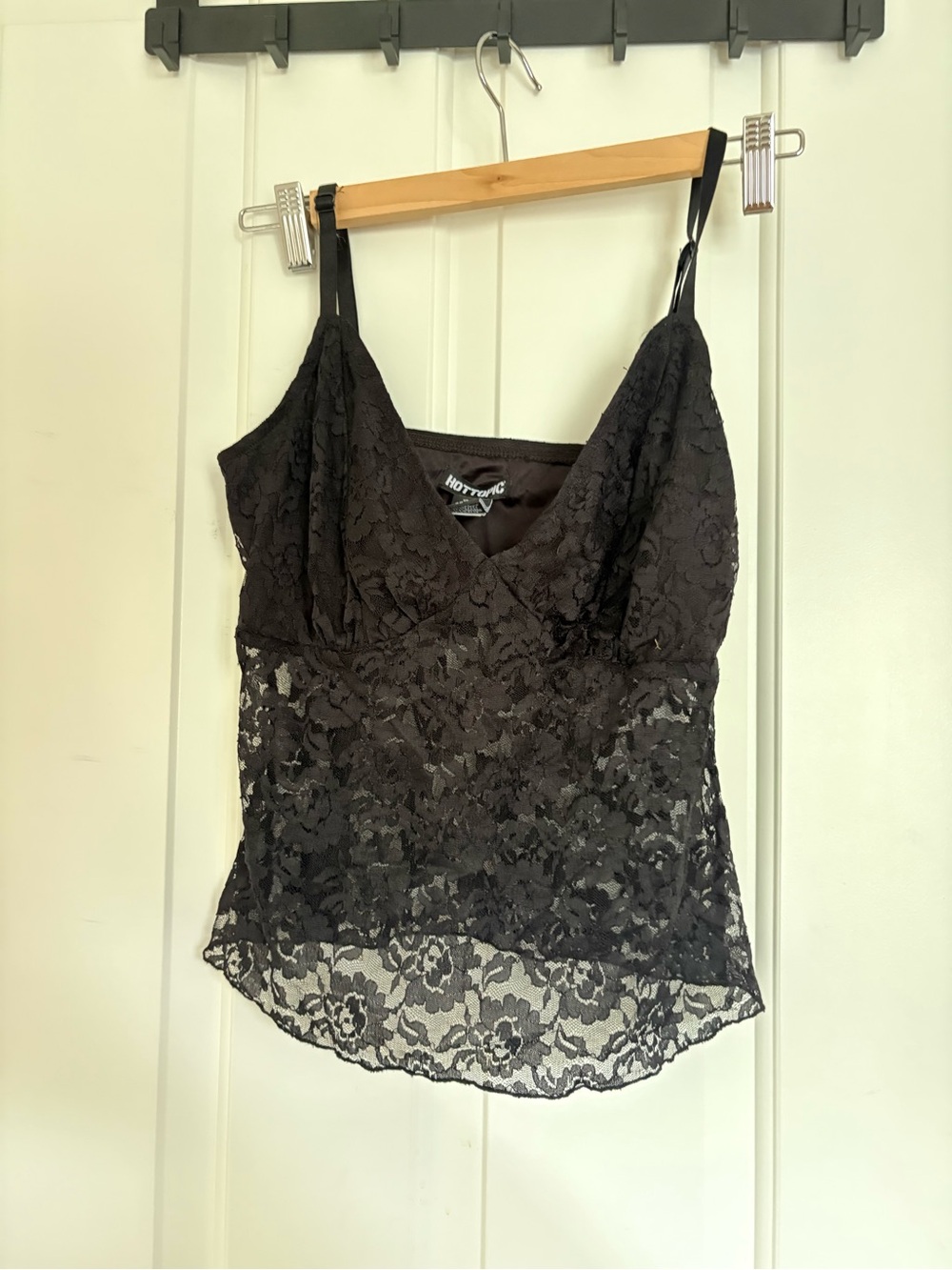 Hot Topic Black Lace Camisole with Floral Overlay